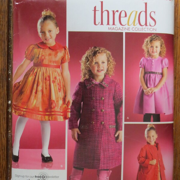 Simplicity 3978 Step by Step Threads Childs dress, lined coat with variations and purse sizes 3 4 5 6 7 8 UNCUT FF year 2006