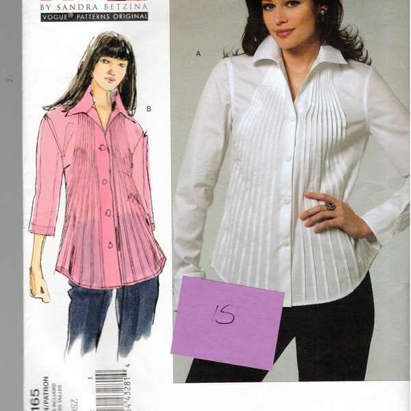 Misses Shirts/tunics Size 10 pleated flared sleeve variations VOGUE pattern V1165 Today's Fit UNCUT Factory fold yr 2010