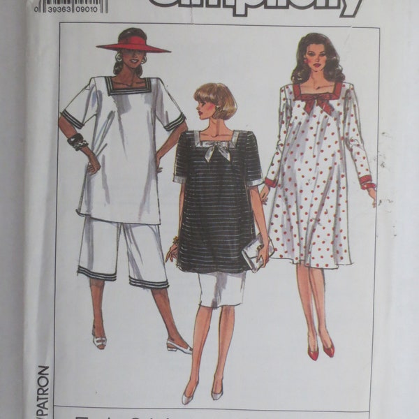 Vintage from 9173 Simplicity 8669 Maternity Easy to Sew Dress tunic skirt pants in misses sizes 8, 10,12,14,16 UNCUT FF