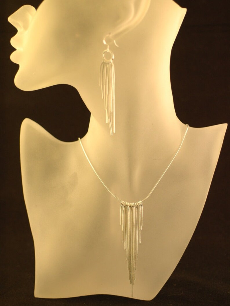 Sterling Silver Multi Chain Necklace /& Earrings Set