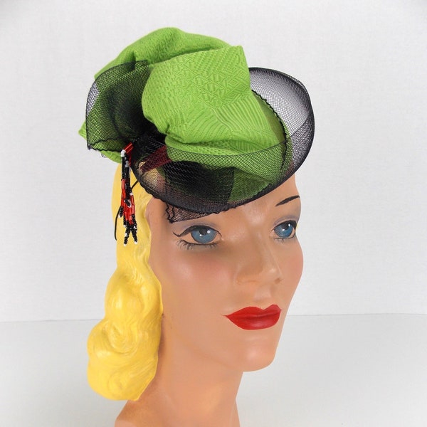 Bright Lime Green Fascinator Selima by V