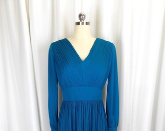 1980's Plisse Pleated Maxi Dress Poly Knit