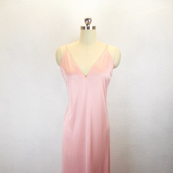 1970's Victor Costa for Lillie Rubin Pink Slip Dress Full Length Maxi