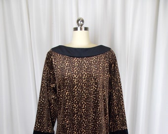 Animal Print Velour House Dress Robe Caftan 1990's Cheetah Print