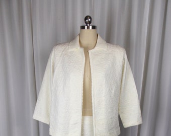 1960's White Knit Skirt Suit Set Two Piece