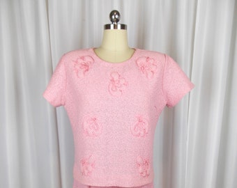 1960s Pink Knit Skirt Set - Apollo Knits Two-Piece Suit