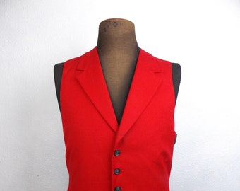 Men's Vintage Red Wool Vest Size M