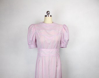 1970's Lilac Purple Maxi Dress Cottagecore