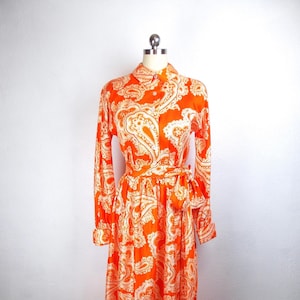 1970&#39;s Anne Fogarty Skirt and Blouse Set in Orange Paisley Print