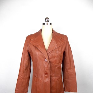 1970's Brown Leather Blazer Jacket Size Small