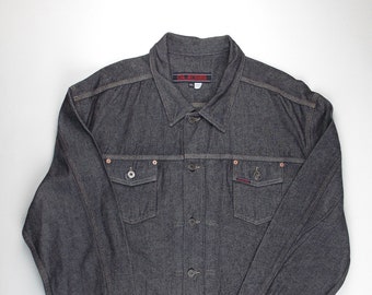 VINTAGE GUESS Jacket Adult 4XL Black Denim Trucker Jacket