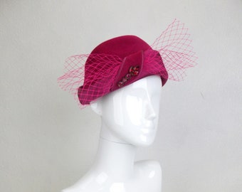 1960's Magenta Pink Felt Hat