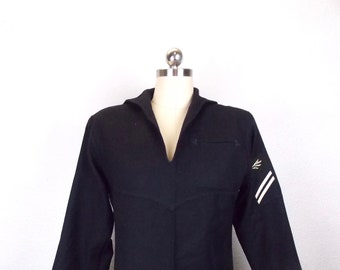 Vintage US Navy Military Sailor Uniform Shirt Black Wool Sz 36