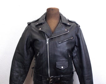 Vintage Black Leather Motorcycle Jacket Sz 40