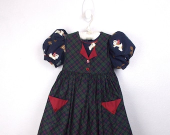 Ensemble robe et tablier fabriqué en usine Daisy Kingdom Chiots par livre, impression taille 4