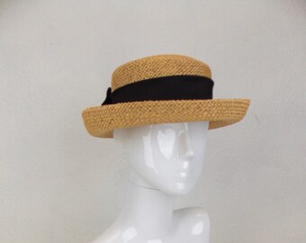 1980's 1990's Straw Boater Hat