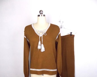 1970's WENJILLI Two Piece Knit Pant Suit