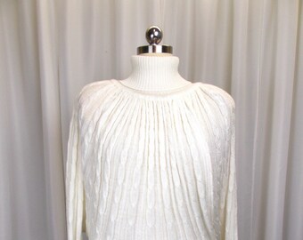 1980's 1990's Cable Knit Turtleneck Sweater with Dolman Sleeves