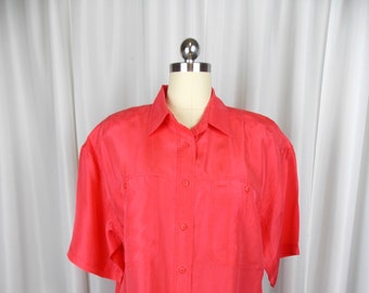 1990's Silk Oversize Camp Shirt Short Sleeve Blouse The Limited Size M