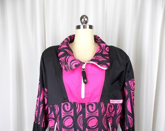 Ocean Pacific Windbreaker Jacket Neon Pink 1990's Size Small