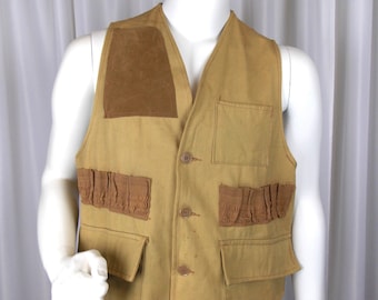 Vintage Canvas Hunting Vest: Men's Sportsman Utility Vest, Size L