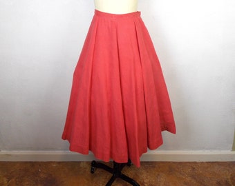 Vintage 1950s Salmon Circle Skirt - Bill Atkinson - Full Twill Swing