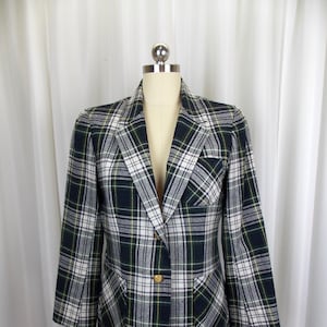 1970&#39;s Wool Plaid Blazer Blue and Green