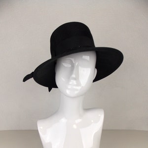 1940's Black Straw Hat with High Crown