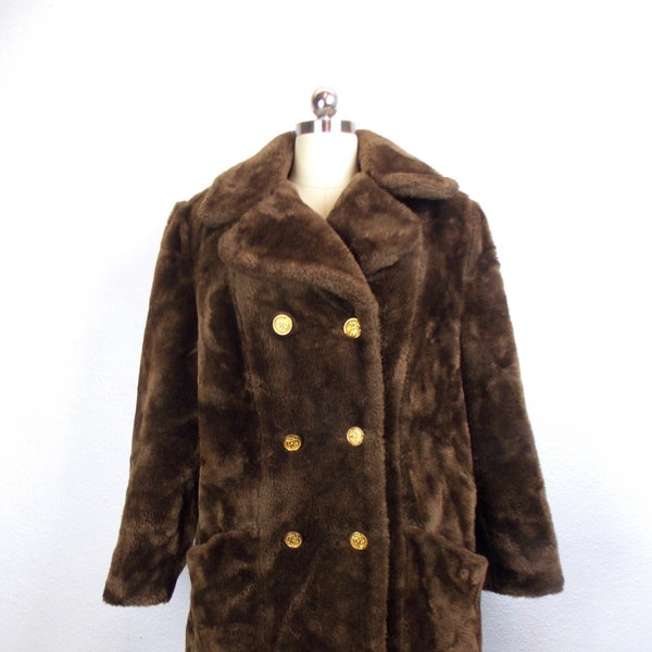 1970's SEARS Teddy Bear Faux Fur Plush Coat Women's size Med Large