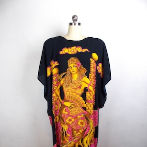 Vintage Batik Caftan Dress 100% Rayon Size Small to Medium