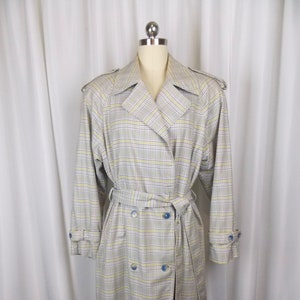 Plaid Trench Coat Fleet Street Size 6 1980's 1990's image 1