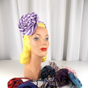 Purple and White Fascinator Headband created from Vintage Tie