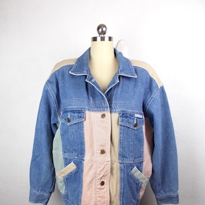 Vintage Color Block Oversized Denim Jacket Together Label