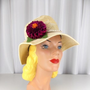 Ivory Color Hat with Square Brim Adolfo 1960&#39;s