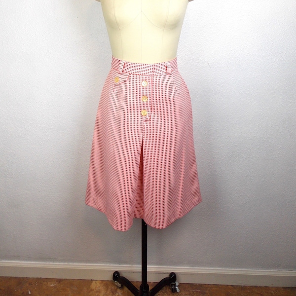 1970's Orange and White Poly Knit Skirt 26 waist