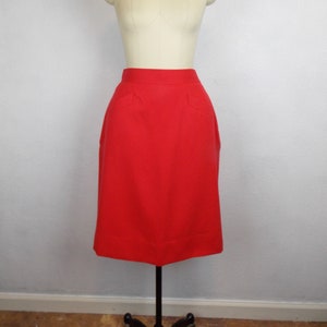 Vintage Liz Claiborne Bright Red Wool Pencil Skirt 1990&#39;s