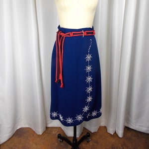 1980&#39;s Robbie Bee Blue Knit Skirt with Raised Pattern
