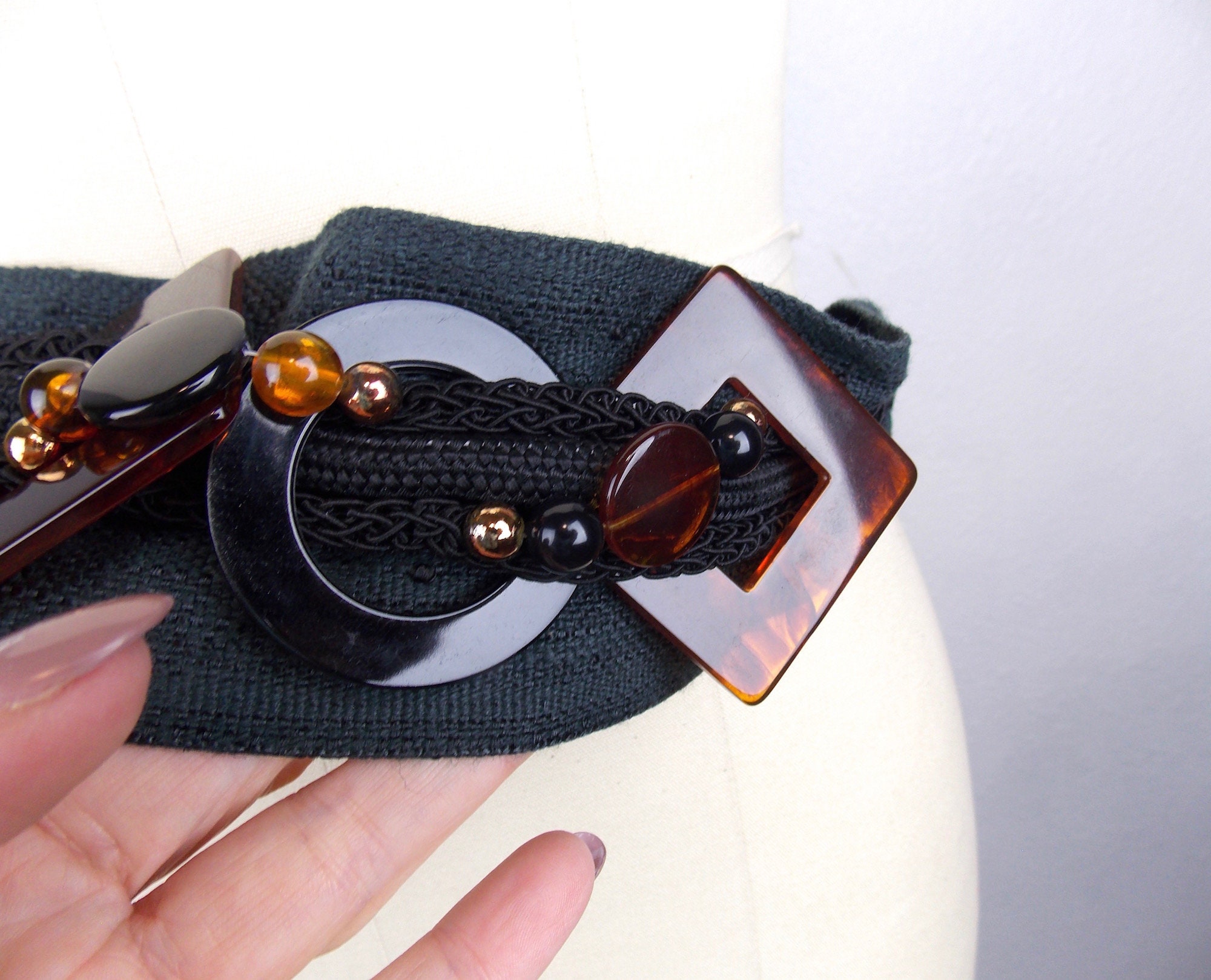 Vintage Black Stretch Cord Belt - Etsy display picture 3
