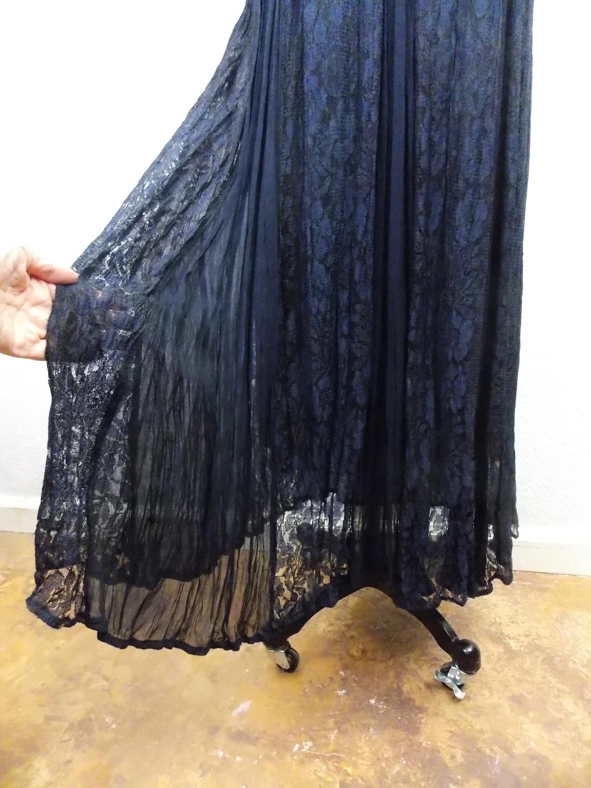 1990's Dark Blue Lace Boho Style Dress Midi Length Nostalgia Label Size S -  Etsy