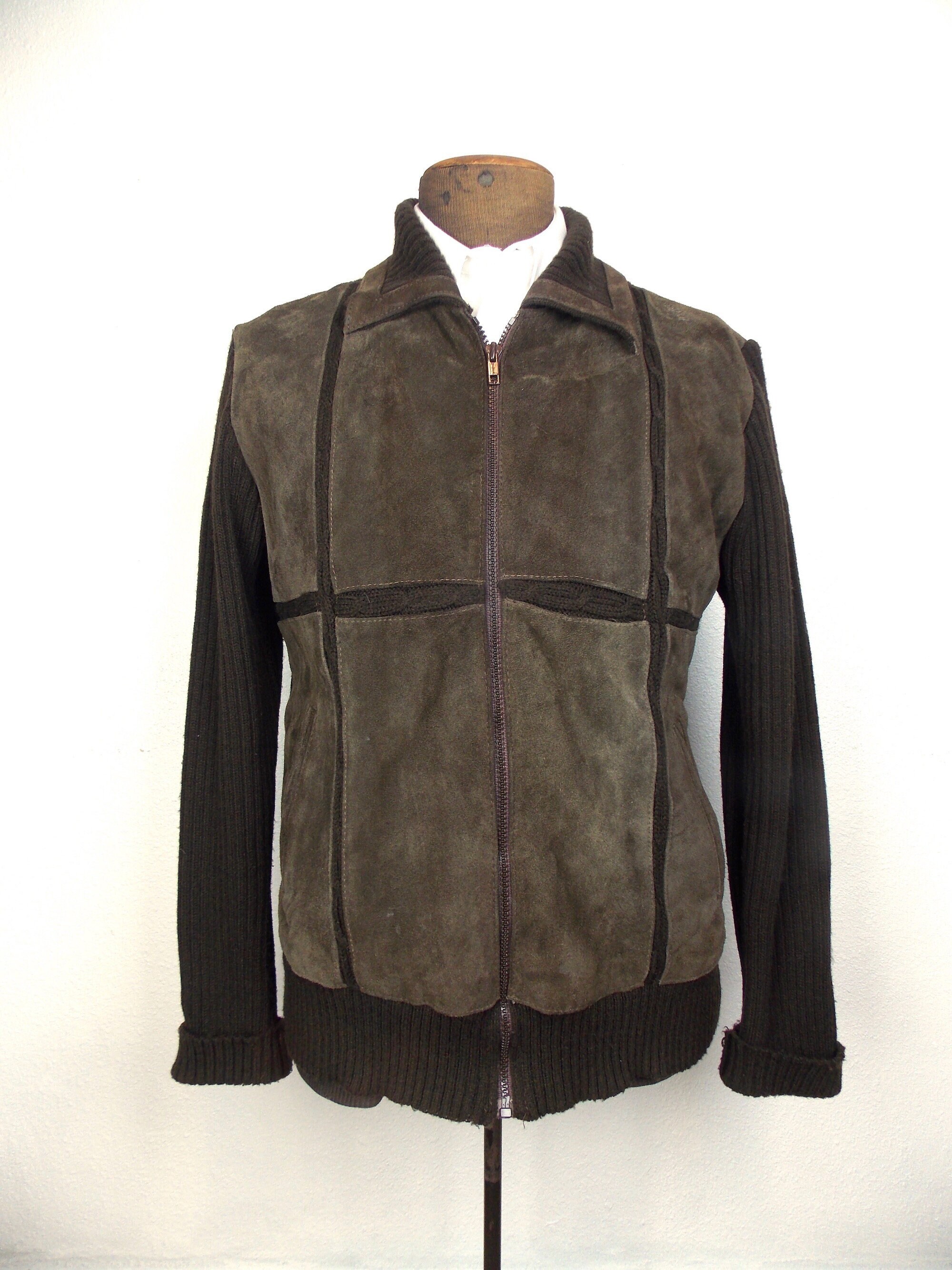 1970 s Men s Suede Sweater Jacket Kings Road Size M Etsy UK