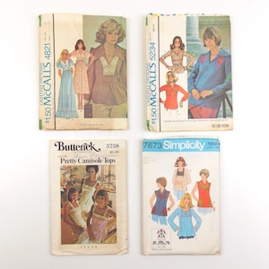 1970&#39;s Shirt and Dress Sewing Patterns Butterick 3738 Simplicity 7638 McCalls 5234