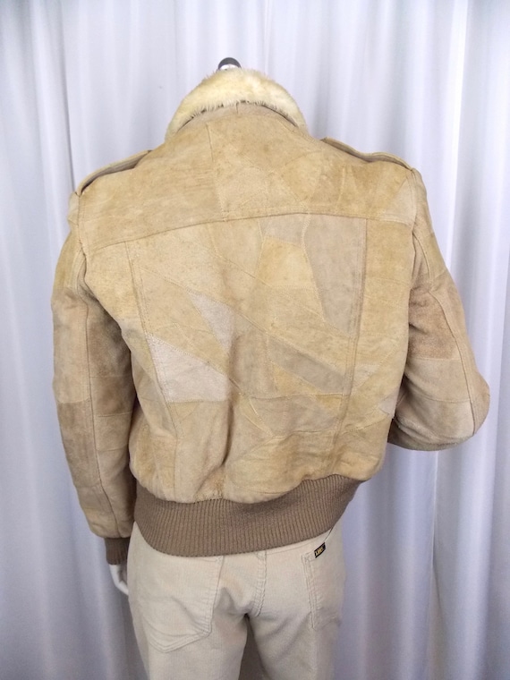 1980's Men's Patchwork Suede Leather Bomber Jacke… - image 4