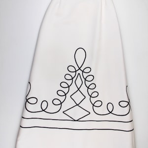Maxi Skirt White Ivory with Black Cord Trim 1970&#39;s
