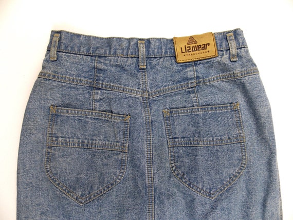 LizWear Denim Pencil Skirt 1990's Midi Length Pet… - image 5