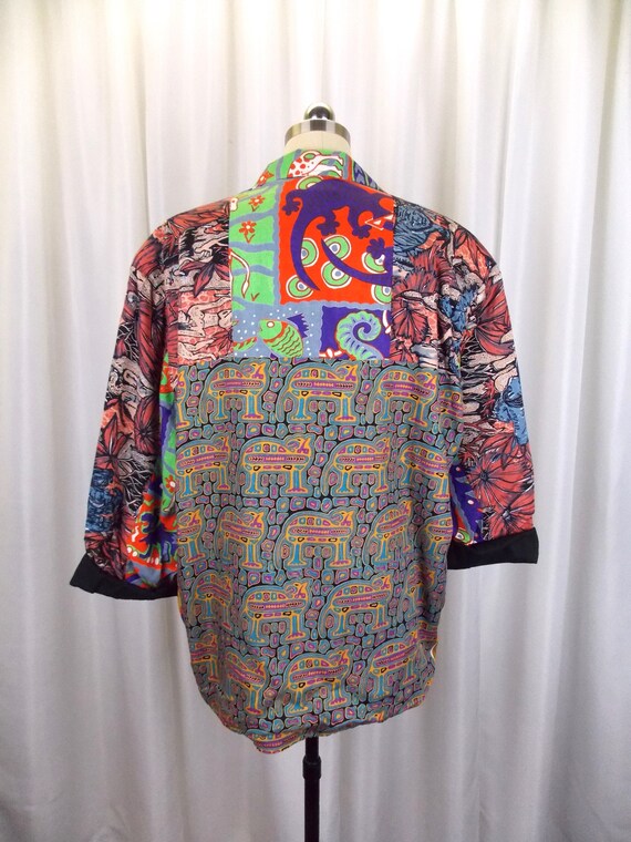 Ethnic Patchwork Print Jacket Blazer Flying Down … - image 4