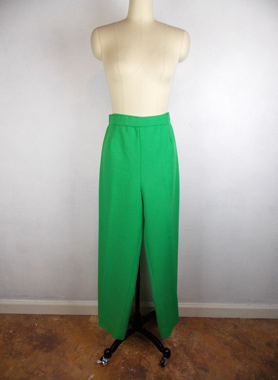 1970's Women's Pantsuit Polyester Knit Green and … - image 5