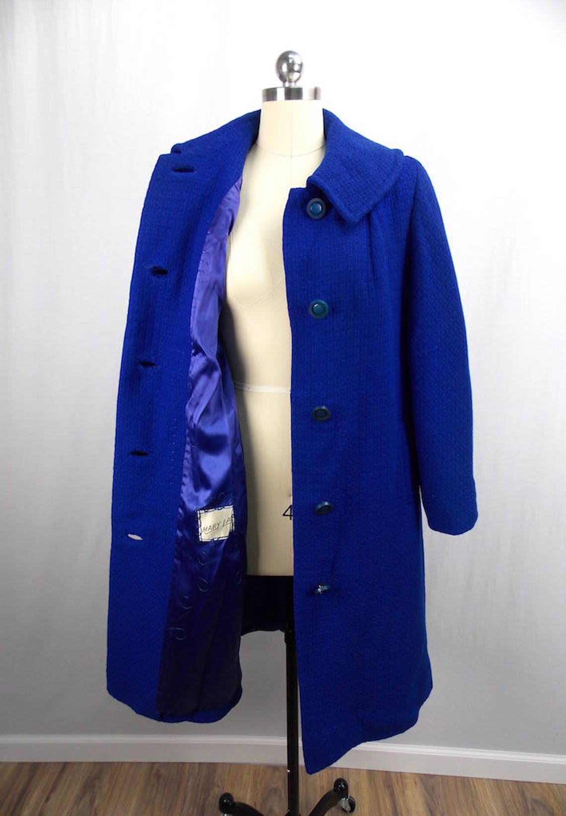 Cobalt Royal Blue Wool Coat with Satin Lining | Etsy