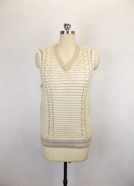 Vintage Sweater Vest in Beige Tan Gray - image 1