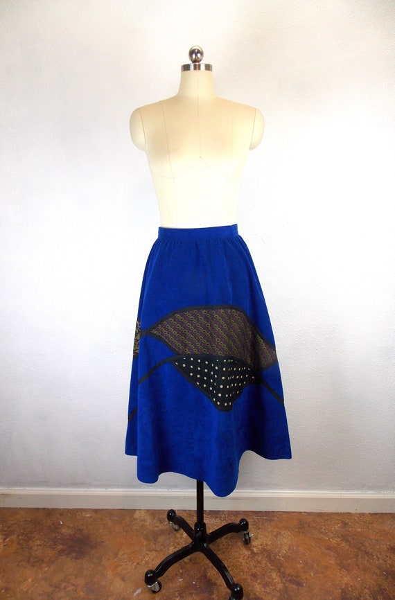 Vintage Designer KOOS Skirt in Faux Suede with App