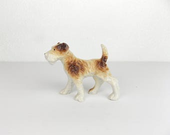 ヴィンテージ ミニチュア ワイヤー フォックス テリア 犬 置物